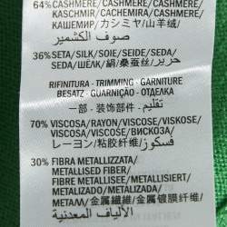 مملوكة مسبقًا بلوزة غوتشي كشمير محبوكة أخضر بحواف لوريكس بأكمام طويلة مقاس كبير (كبير)