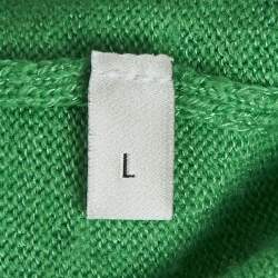 مملوكة مسبقًا بلوزة غوتشي كشمير محبوكة أخضر بحواف لوريكس بأكمام طويلة مقاس كبير (كبير)