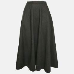 Pre Owned Gucci Dark Grey Wool Zari 2 Midi Skirt M