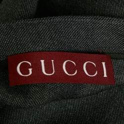 Pre Owned Gucci Dark Grey Wool Zari 2 Midi Skirt M