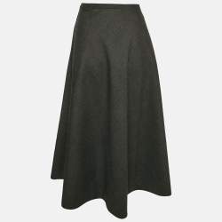 Pre Owned Gucci Dark Grey Wool Zari 2 Midi Skirt M