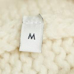 Gucci Cream Cable Knit Web Trim Applique Detail Cardigan M