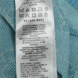 Gucci Blue Monogram Jacquard Cotton and Wool Knit Button Front Cardigan XS