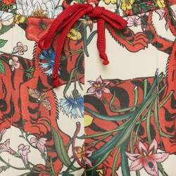 Pre Owned Gucci Multicolor Floral Print Cotton Blend Logo Tape Trimmed Trackpants M