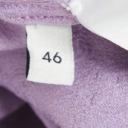 Pre Owned Gucci Purple Monogram Jacquard Silk Neck Tie-Up Shirt L