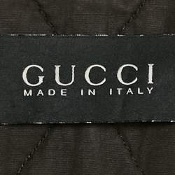 Pre Owned Gucci Brown GG Embossed Leather Quilted Jacket M