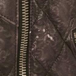 Pre Owned Gucci Brown GG Embossed Leather Quilted Jacket M