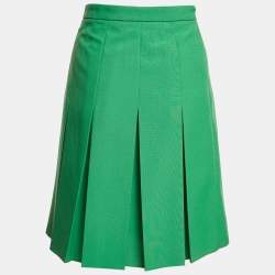 Pre Owned Gucci Green Crepe Pleated Short Skirt M