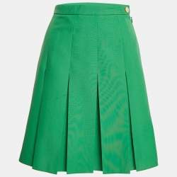 Gucci Green Crepe Pleated Short Skirt M