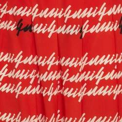 Gucci Red Letters Print Silk Pleated Midi Skirt S