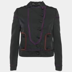 Gucci Black Silk Blend Button Front Blazer M