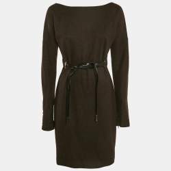 Gucci Brown Knit Belt Detail Mini Dress M
