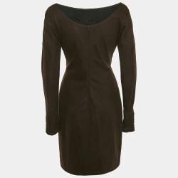 Pre Owned Gucci Brown Knit Belt Detail Mini Dress M