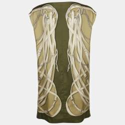 Gucci Green Equestrian Print Silk Mini Wrap Dress M