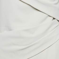Pre Owned Gucci Beige Stretch Crepe Draped Mini Dress M