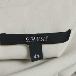 Pre Owned Gucci Beige Stretch Crepe Draped Mini Dress M