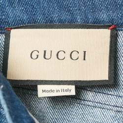 Pre Owned Gucci Blue Denim Wide Leg High Rise Jeans M Waist 27"