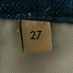 Pre Owned Gucci Blue Denim Wide Leg High Rise Jeans M Waist 27"