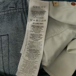 Pre Owned Gucci Blue Denim Wide Leg High Rise Jeans M Waist 27"