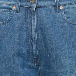 Pre Owned Gucci Blue Denim Wide Leg High Rise Jeans M Waist 27"