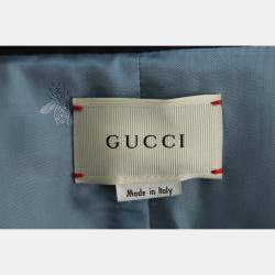 Gucci Navy Blue Cotton Suede Striped Coat UK Women 12