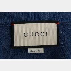 Gucci Blue & Red Wool GG Button-Up Cardigan Size S