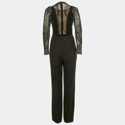 Gucci Black Lace and Crepe Sheer Jumpsuit M