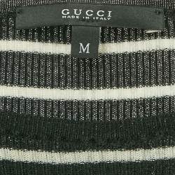 مملوكة مسبقًا فستان غوتشي صوفي مخطط أسود ضيق مقاس وسط (ميديم)