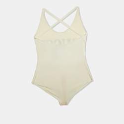 Gucci Off White Logo Print Jersey One-Piece Swimsuit M