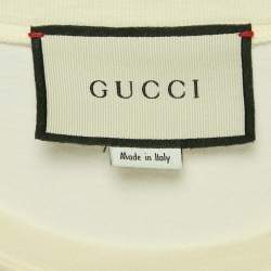 Gucci Light Yellow Logo Embroidered Cotton Oversized T-Shirt XS