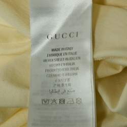 Gucci Light Yellow Logo Embroidered Cotton Oversized T-Shirt XS