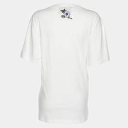 Pre Owned Gucci White Vintage Logo Print Jersey Distressed T-Shirt S