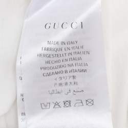 Pre Owned Gucci White Vintage Logo Print Jersey Distressed T-Shirt S