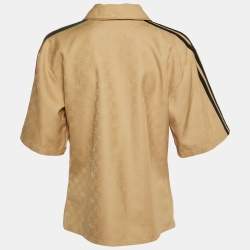 Pre Owned Gucci x Adidas Brown GG and Trefoil Jacquard Button-Up Shirt L
