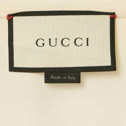 Pre Owned Gucci Off White Silk Ruffle Blouse M