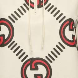 Pre Owned Gucci Cream G Interlocking Jersey Hoodie Dress S