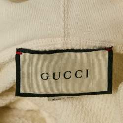 مملوكة مسبقًا Gucci Off White Glitter Logo Print Cotton Hoodie XS