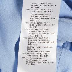 Pre Owned فستان غوتشي حرير أزرق بتفاصيل مسامير طويل مقاس متوسط