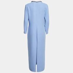 Pre Owned فستان غوتشي حرير أزرق بتفاصيل مسامير طويل مقاس متوسط