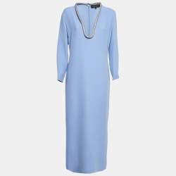 Gucci Blue Silk Stud Detail Long Dress M
