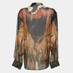 Gucci Multicolor Printed Silk Long Sleeve Blouse L