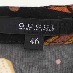 Gucci Multicolor Printed Silk Long Sleeve Blouse L