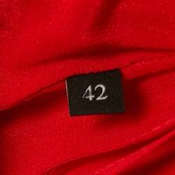  Gucci Red/Blue Coated Leather Plisse Midi Skirt M