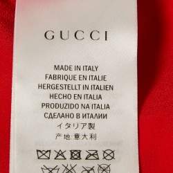  Gucci Red/Blue Coated Leather Plisse Midi Skirt M