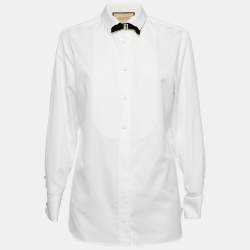 Gucci White Cotton Bow Tie Detail Button Front Tuxedo Shirt S