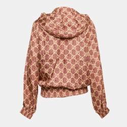 Gucci Burgundy GG Supreme Silk Zip-Up Jacket XS