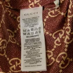 Gucci Burgundy GG Supreme Silk Zip-Up Jacket XS