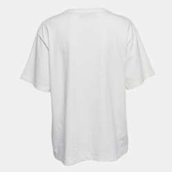 Pre Owned Gucci White Knitted Teddy Applique Jersey T-Shirt M