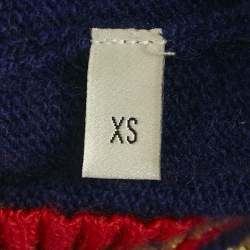 Gucci Navy Blue Intarsia Cube Lurex Wool Blend Knit Long Sleeve Sweater M