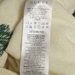 مملوكة مسبقًا Gucci Cream Intarsia Cotton Knit Cardigan XL